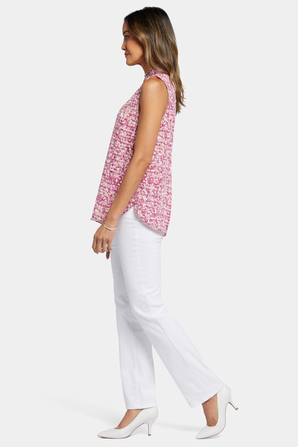 Sleeveless Ruffle Neck Blouse - Pink Moon 3 Sleeveless Ruffle Neck Blouse - Pink Moon - Image 3