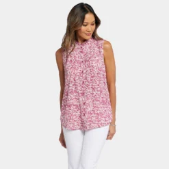 Sleeveless Ruffle Neck Blouse - Pink Moon 13 Sleeveless Ruffle Neck Blouse - Pink Moon -Nydj Apparel Shop MGGT4039 S2059 DPA