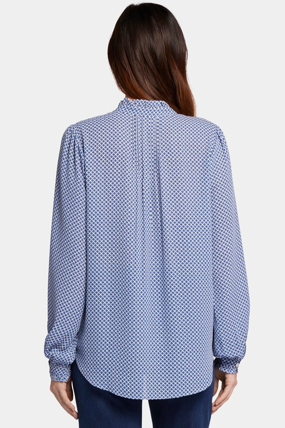 Pleated Front Tunic - Heritage Geo Aviary Blue 2 Pleated Front Tunic - Heritage Geo Aviary Blue - Image 2