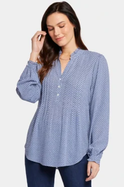 Pleated Front Tunic - Heritage Geo Aviary Blue 10 Pleated Front Tunic - Heritage Geo Aviary Blue -Nydj Apparel Shop MGGT4043 F716B 4
