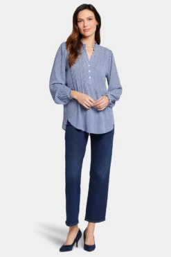 Pleated Front Tunic - Heritage Geo Aviary Blue 11 Pleated Front Tunic - Heritage Geo Aviary Blue -Nydj Apparel Shop MGGT4043 F716B 5