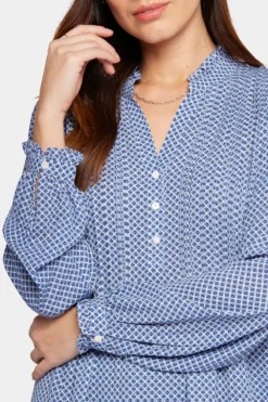 Pleated Front Tunic - Heritage Geo Aviary Blue 12 Pleated Front Tunic - Heritage Geo Aviary Blue -Nydj Apparel Shop MGGT4043 F716B 6