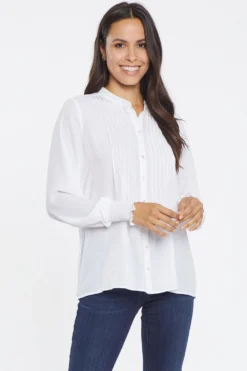 Pleated Peasant Blouse - Optic White
