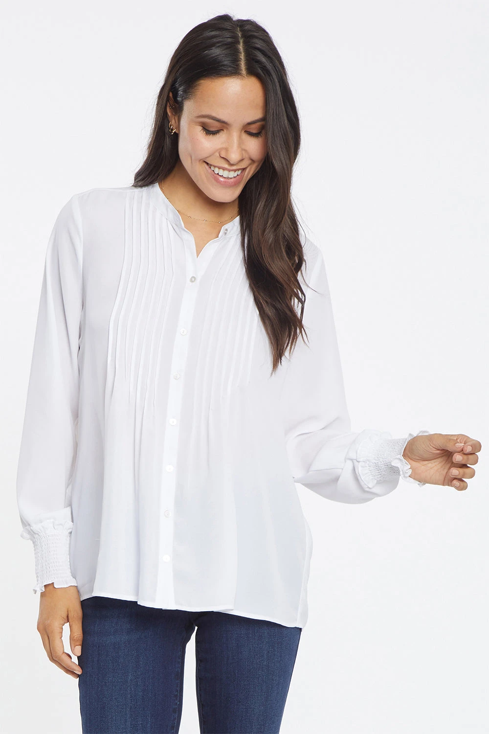 Pleated Peasant Blouse - Optic White 4 Pleated Peasant Blouse - Optic White - Image 4