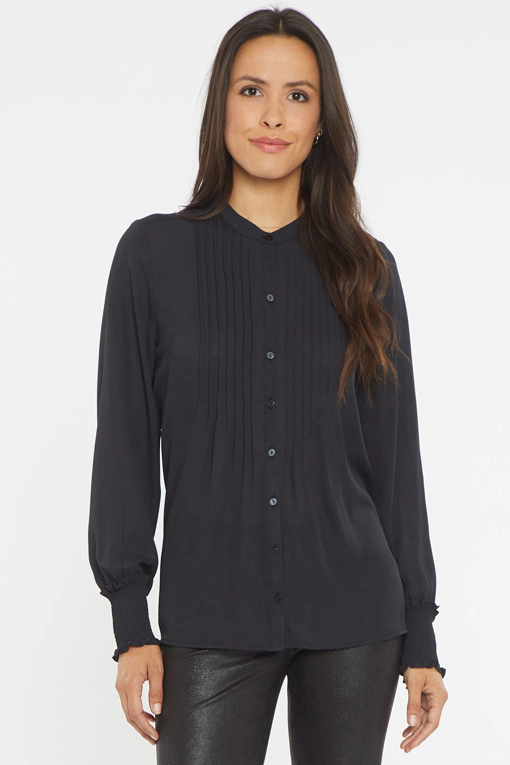 Pleated Peasant Blouse - Black 1 Pleated Peasant Blouse - Black