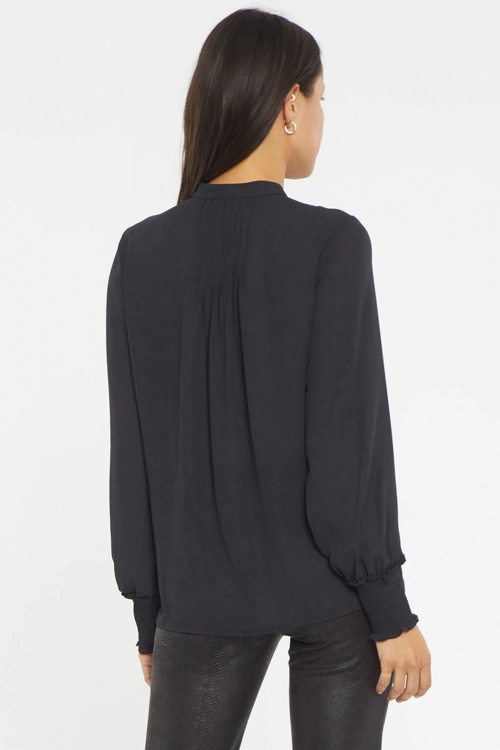 Pleated Peasant Blouse - Black 2 Pleated Peasant Blouse - Black - Image 2