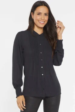 Pleated Peasant Blouse - Black 9 Pleated Peasant Blouse - Black -Nydj Apparel Shop MGGT4114 858 4