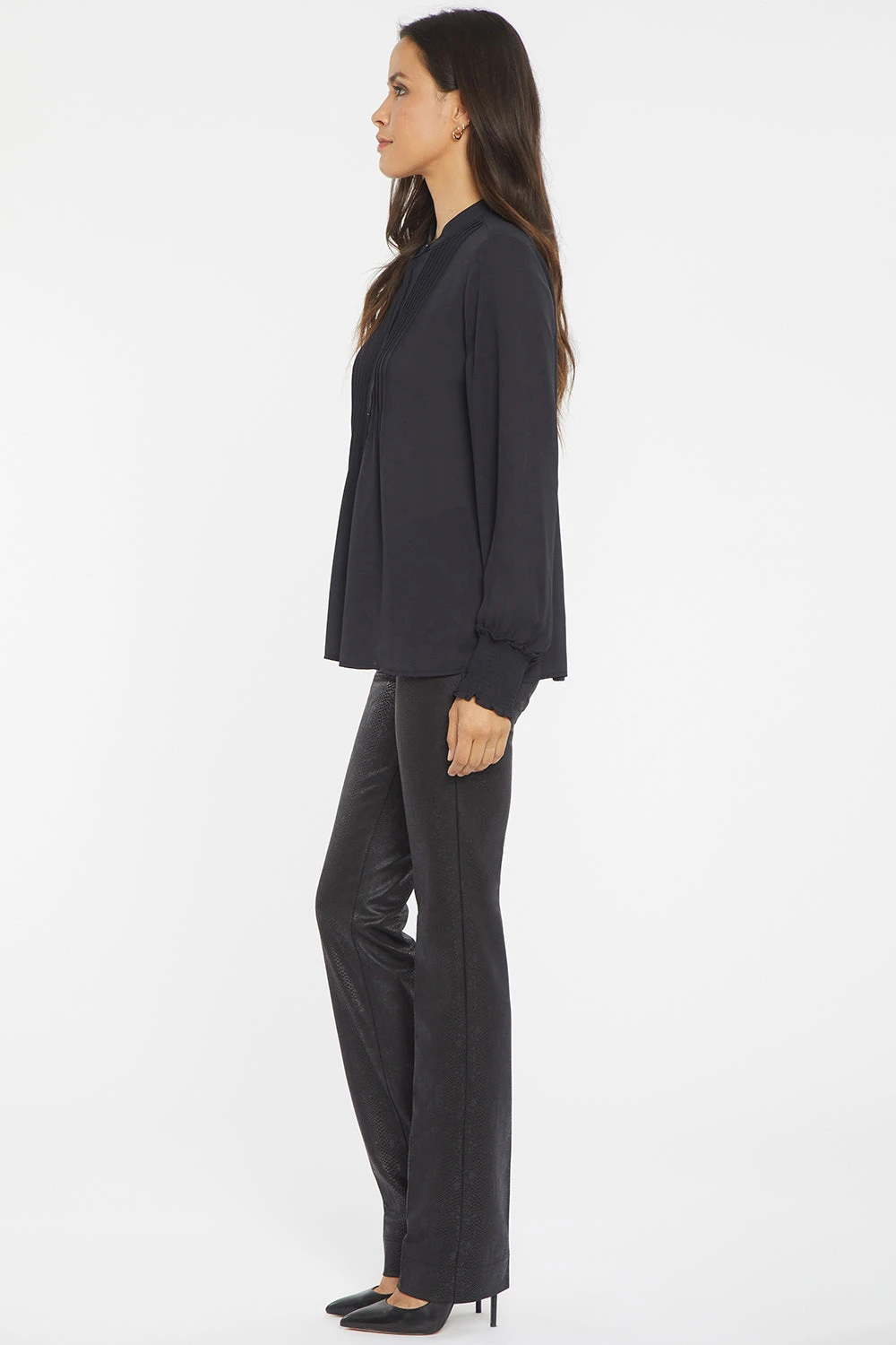 Pleated Peasant Blouse - Black 5 Pleated Peasant Blouse - Black - Image 5