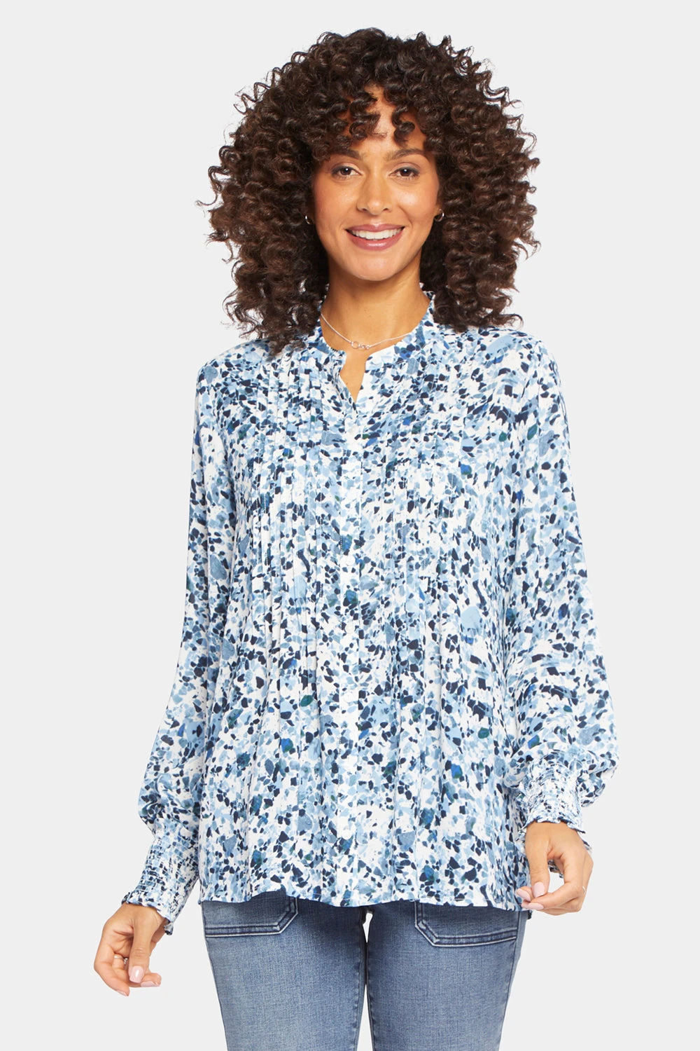 Pleated Peasant Blouse - Blue Canyon 1 Pleated Peasant Blouse - Blue Canyon