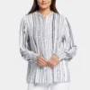 Pleated Peasant Blouse - Asteria Stripe