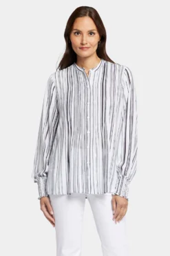 Pleated Peasant Blouse - Asteria Stripe 10 Pleated Peasant Blouse - Asteria Stripe -Nydj Apparel Shop MGGT4114 U1123 4
