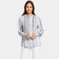 Pleated Peasant Blouse - Asteria Stripe 13 Pleated Peasant Blouse - Asteria Stripe -Nydj Apparel Shop MGGT4114 U1123 DPA