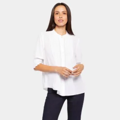 Pleated Short Sleeved Blouse - Optic White -Nydj Apparel Shop MGGT4187 157 DPA