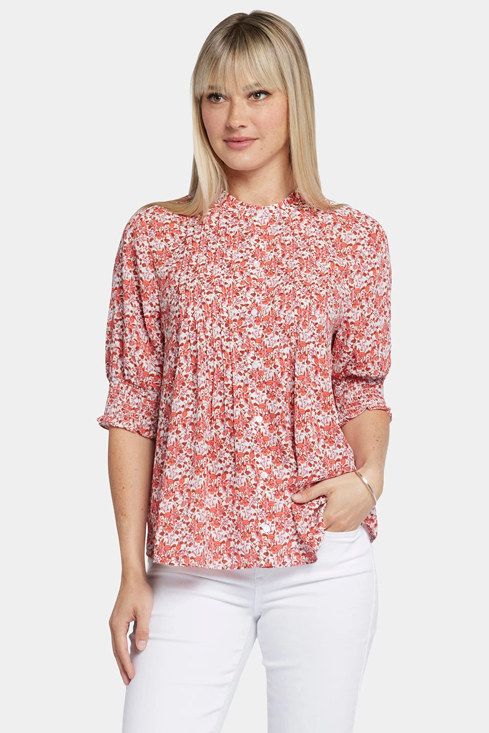 Pleated Short Sleeved Blouse - Pollyanna 1 Pleated Short Sleeved Blouse - Pollyanna