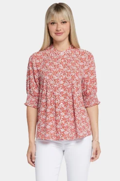Pleated Short Sleeved Blouse - Pollyanna 10 Pleated Short Sleeved Blouse - Pollyanna -Nydj Apparel Shop MGGT4187 S2088 4