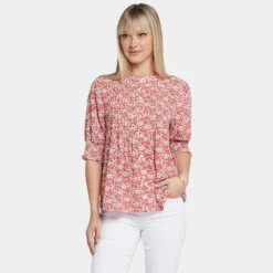 Pleated Short Sleeved Blouse - Pollyanna 13 Pleated Short Sleeved Blouse - Pollyanna -Nydj Apparel Shop MGGT4187 S2088 DPA