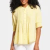 Pleated Short Sleeved Blouse - Yellow Daisy