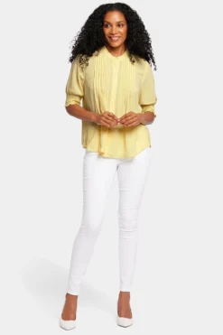 Pleated Short Sleeved Blouse - Yellow Daisy -Nydj Apparel Shop MGGT4187 YWDY 5