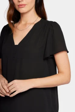 Flounce Sleeve Blouse - Black -Nydj Apparel Shop MGGT4237 858 6