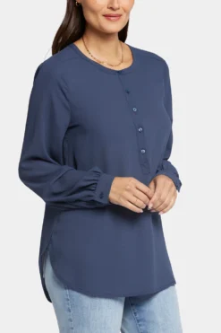 Simone Blouse - Oxford Navy -Nydj Apparel Shop MGGT4238 OXNV 6
