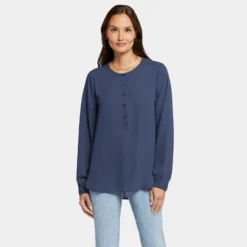 Simone Blouse - Oxford Navy -Nydj Apparel Shop MGGT4238 OXNV DPA