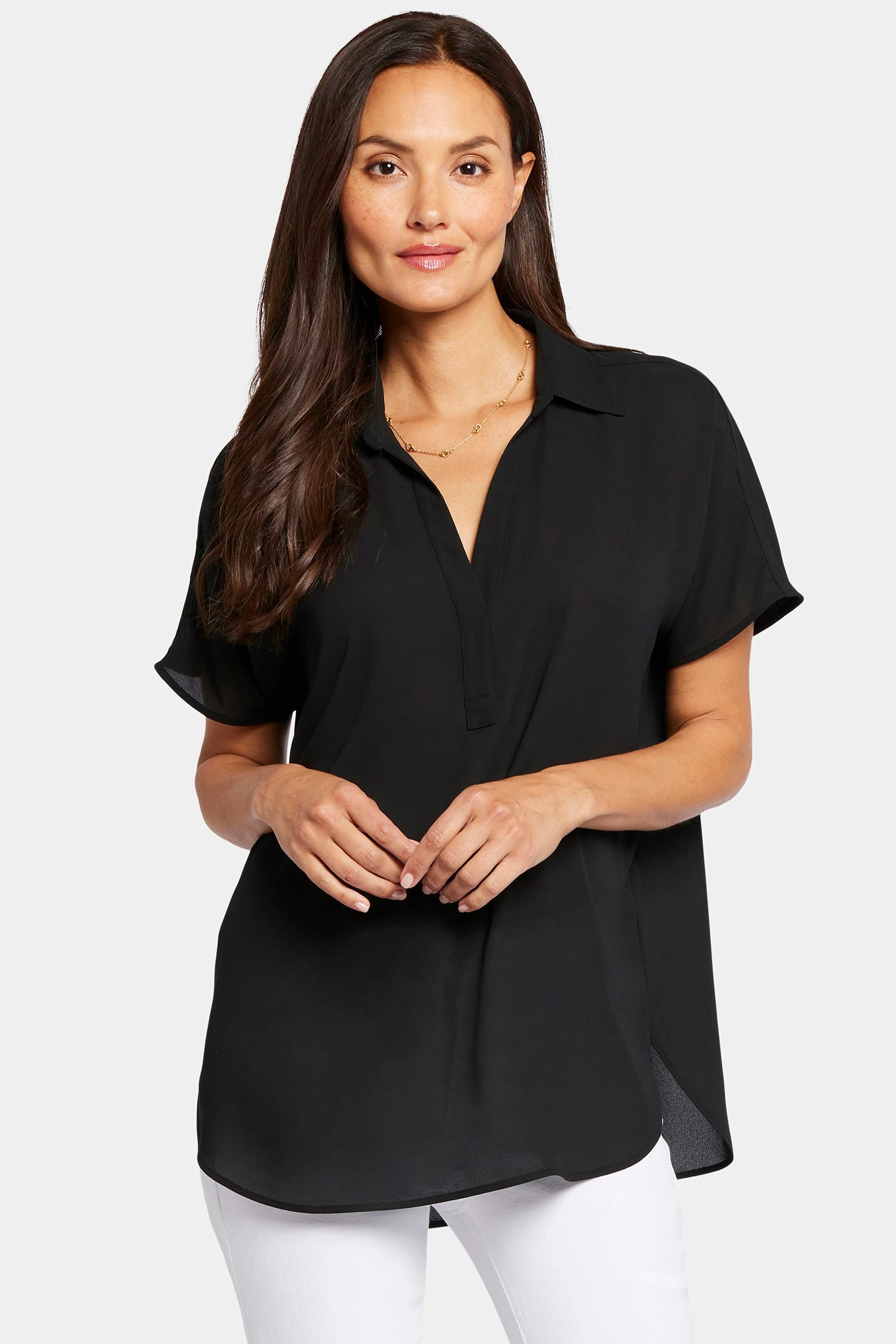 Becky Short Sleeved Blouse - Black 1 Becky Short Sleeved Blouse - Black