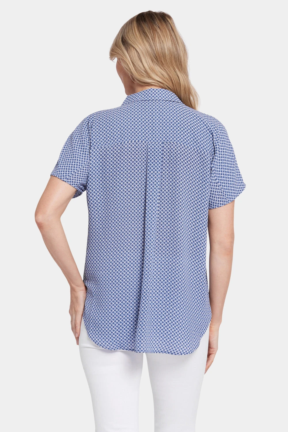 Becky Short Sleeved Blouse - Heritage Geo Prussian Navy 2 Becky Short Sleeved Blouse - Heritage Geo Prussian Navy - Image 2