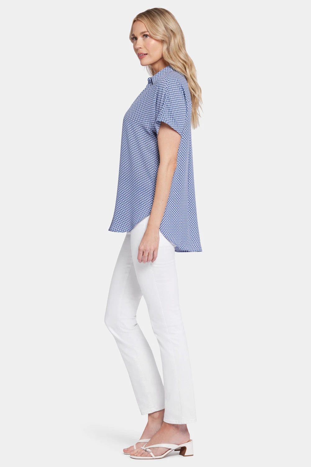 Becky Short Sleeved Blouse - Heritage Geo Prussian Navy 3 Becky Short Sleeved Blouse - Heritage Geo Prussian Navy - Image 3