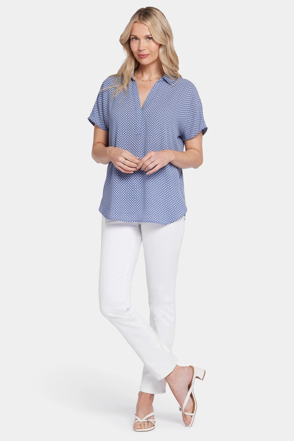 Becky Short Sleeved Blouse - Heritage Geo Prussian Navy 5 Becky Short Sleeved Blouse - Heritage Geo Prussian Navy - Image 5