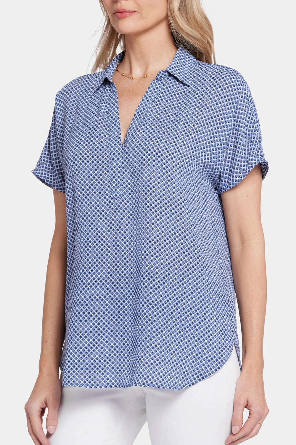 Becky Short Sleeved Blouse - Heritage Geo Prussian Navy 6 Becky Short Sleeved Blouse - Heritage Geo Prussian Navy - Image 6