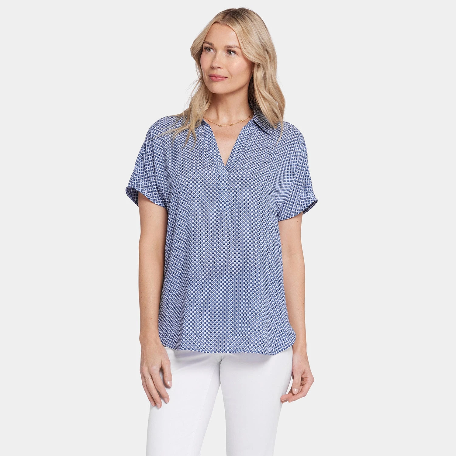 Becky Short Sleeved Blouse - Heritage Geo Prussian Navy 7 Becky Short Sleeved Blouse - Heritage Geo Prussian Navy - Image 7