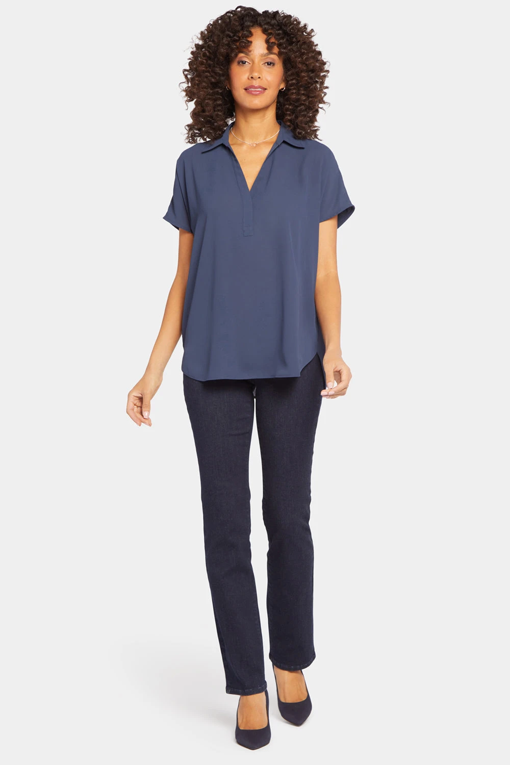 Becky Short Sleeved Blouse - Oxford Navy 5 Becky Short Sleeved Blouse - Oxford Navy - Image 5