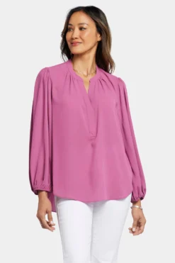 Puff Sleeve Popover Top - Mauve Haze 10 Puff Sleeve Popover Top - Mauve Haze -Nydj Apparel Shop MGGT4277 MVHZE 4
