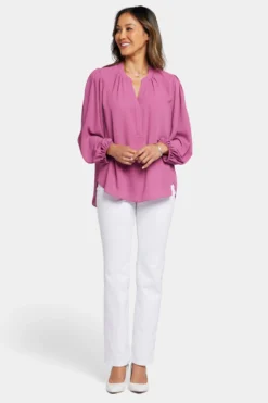 Puff Sleeve Popover Top - Mauve Haze 11 Puff Sleeve Popover Top - Mauve Haze -Nydj Apparel Shop MGGT4277 MVHZE 5