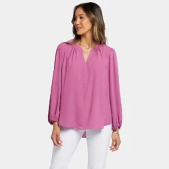 Puff Sleeve Popover Top - Mauve Haze 13 Puff Sleeve Popover Top - Mauve Haze -Nydj Apparel Shop MGGT4277 MVHZE DPA