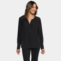Liliana Peasant Blouse - Black -Nydj Apparel Shop MGGT4288 858 DPA