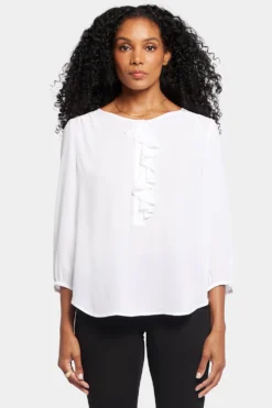 Flounce Front Blouse - Optic White -Nydj Apparel Shop MGGT4301 157 4