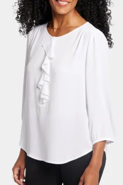 Flounce Front Blouse - Optic White -Nydj Apparel Shop MGGT4301 157 6