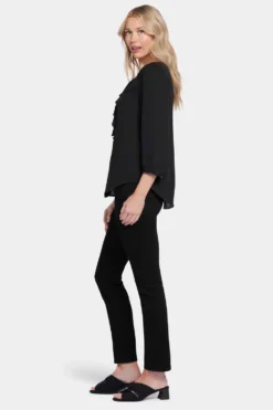 Flounce Front Blouse - Black 9 Flounce Front Blouse - Black -Nydj Apparel Shop MGGT4301 858 3