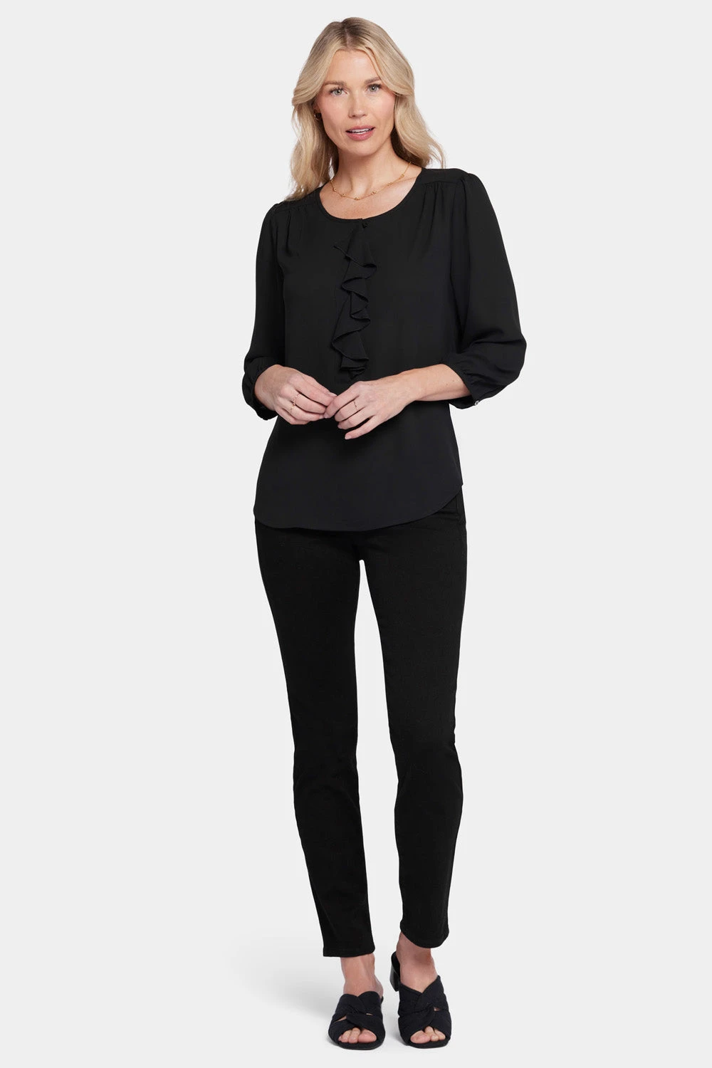 Flounce Front Blouse - Black 5 Flounce Front Blouse - Black - Image 5