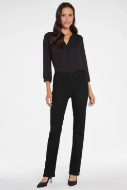 Marilyn Straight Pull-On Jeans - Black -Nydj Apparel Shop MMBSMS8514 858 4