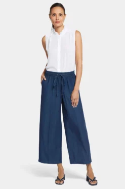 Jayne Wide Leg Ankle Pull-On Pants - Indigo Ocean