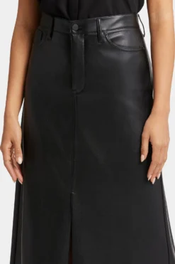Faux Leather High Rise Long Skirt - Black -Nydj Apparel Shop MNFLSK8986 858 6