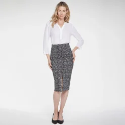 Pull-On Midi Pencil Skirt - Audrey Animal -Nydj Apparel Shop MPCP8540 SP011 DPA