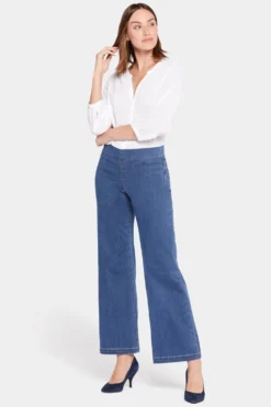 Pull-On Teresa Wide Leg Jeans - Waterfall