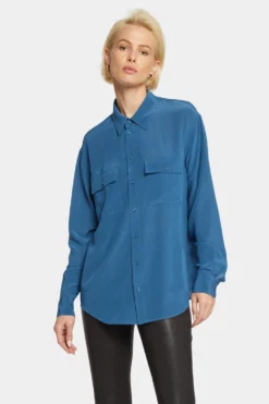 Lauren Silk Blouse - Deja Blu 9 Lauren Silk Blouse - Deja Blu -Nydj Apparel Shop MSLK4232 DEJAB 4