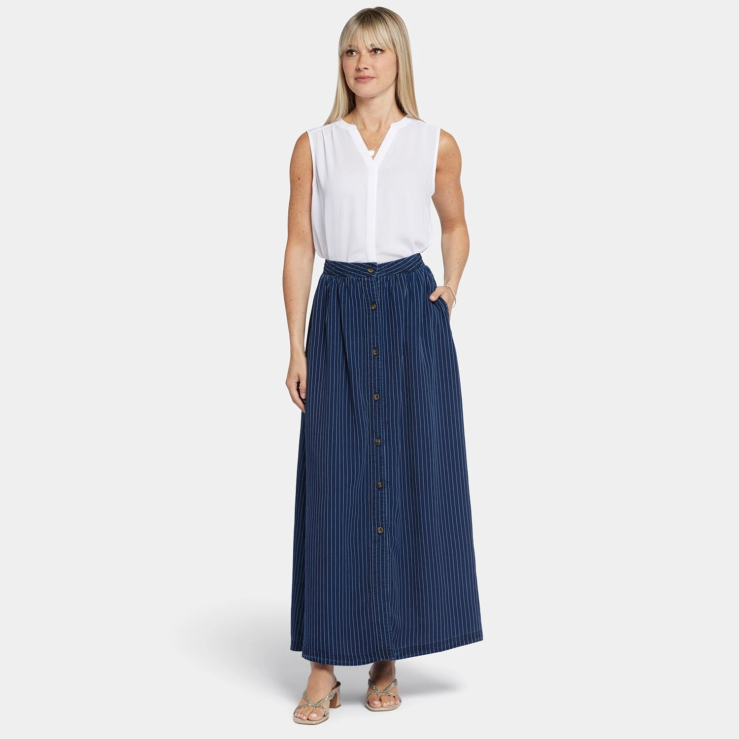 Button-Front Maxi Skirt- Dark Ocean 7 Button-Front Maxi Skirt- Dark Ocean - Image 7