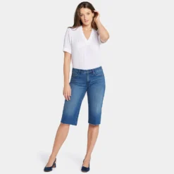 Kristie 80s Bermuda Denim Shorts - Windfall -Nydj Apparel Shop MSUQ8530 WNDFL DPA