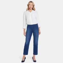 Bailey Relaxed Straight Ankle Pull-On Jeans - Mission Blue -Nydj Apparel Shop MTCD8933A MSNBL DPA