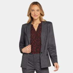 Classic Blazer Jacket- Mondo Herringbone -Nydj Apparel Shop MTPP4183 H2006 DPA